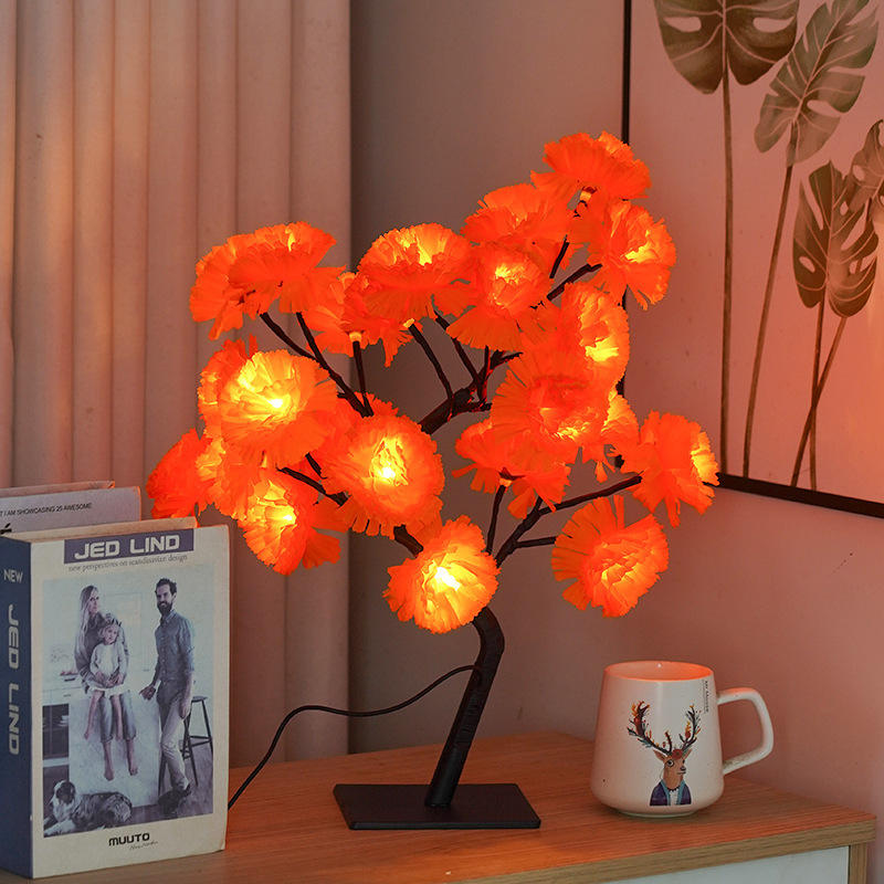 Autumn Light Tree | LED maple leaf lamp | New Modern LED Christmas Tree Light Cherry Blossom Peach Blossom Butterfly Orchid Touch Control USB Powered Battery Lamp 2700K