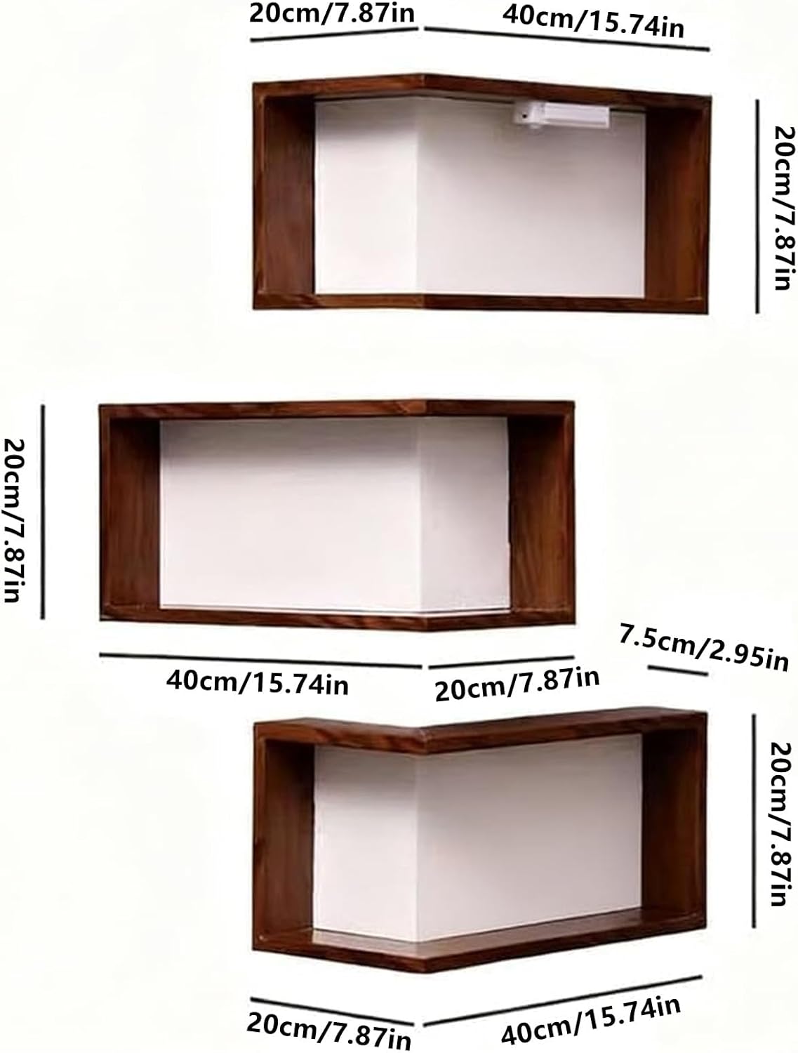 Corner Shelf with built-in LED lights | Set of 3