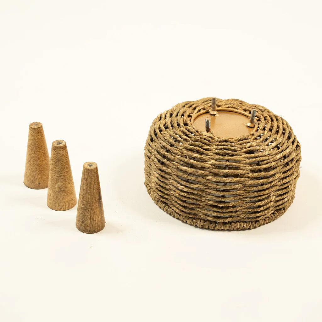 Handmade Jute Planter Set of 3 | Handwoven Joot Planter with Wooden Stand | Eco Friendly Indoor Outdoor Flower Pot | Decorative Home Décor Basket Planters
