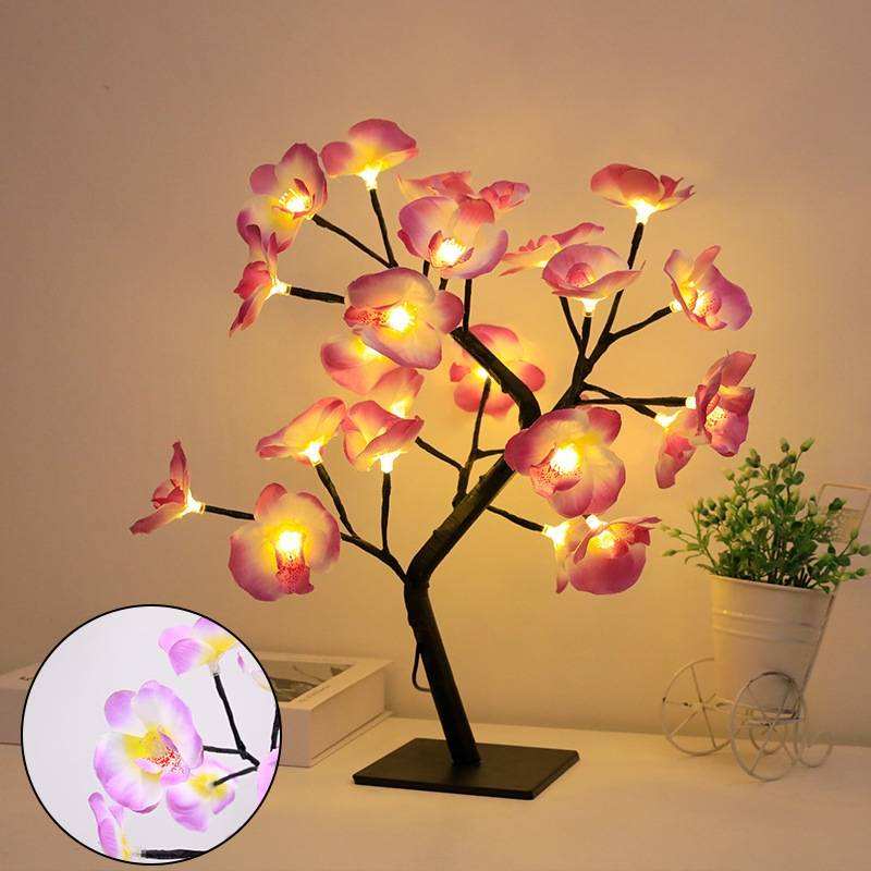 Autumn Light Tree | LED maple leaf lamp | New Modern LED Christmas Tree Light Cherry Blossom Peach Blossom Butterfly Orchid Touch Control USB Powered Battery Lamp 2700K