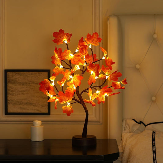 Autumn Light Tree | LED maple leaf lamp | New Modern LED Christmas Tree Light Cherry Blossom Peach Blossom Butterfly Orchid Touch Control USB Powered Battery Lamp 2700K
