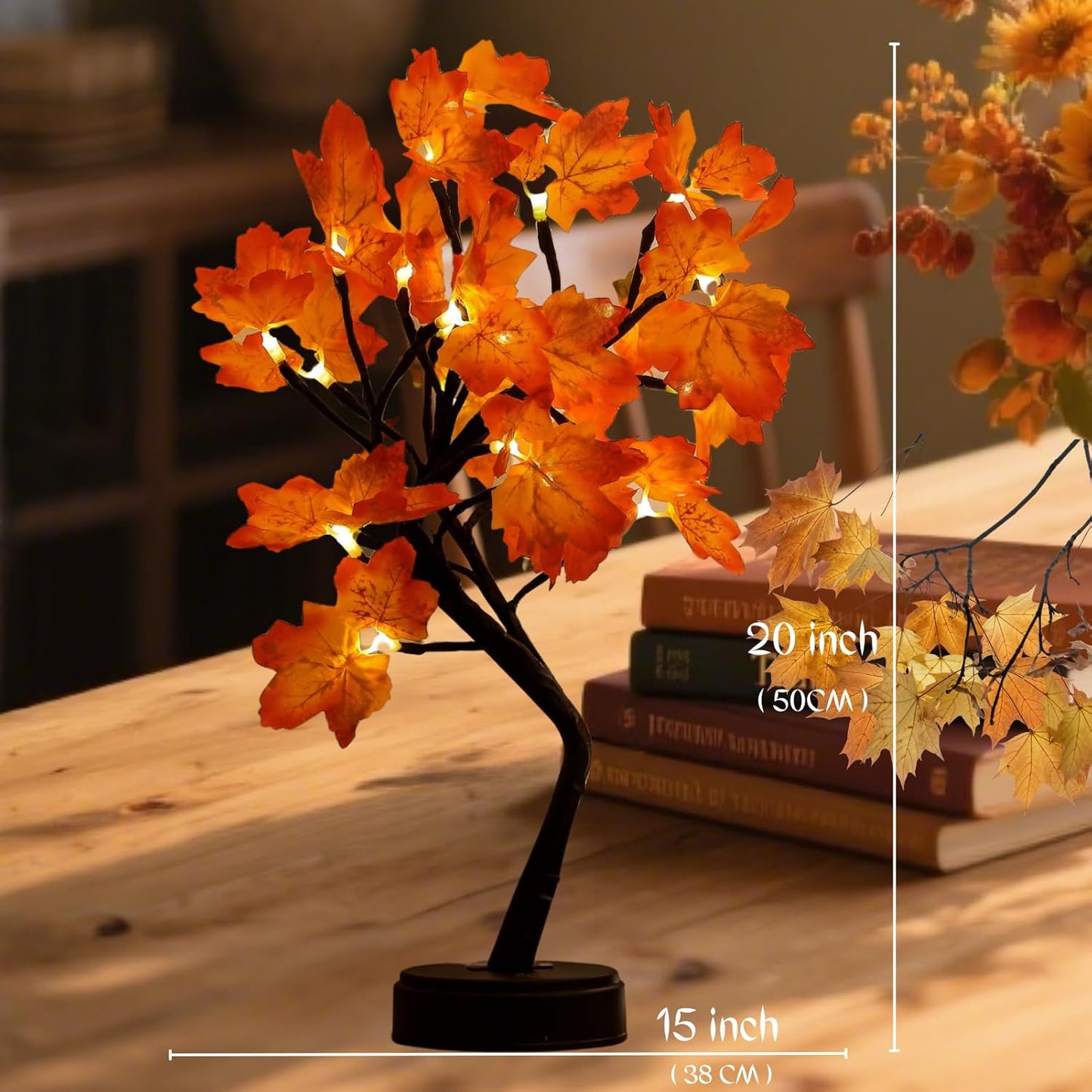 Autumn Light Tree | LED maple leaf lamp | New Modern LED Christmas Tree Light Cherry Blossom Peach Blossom Butterfly Orchid Touch Control USB Powered Battery Lamp 2700K