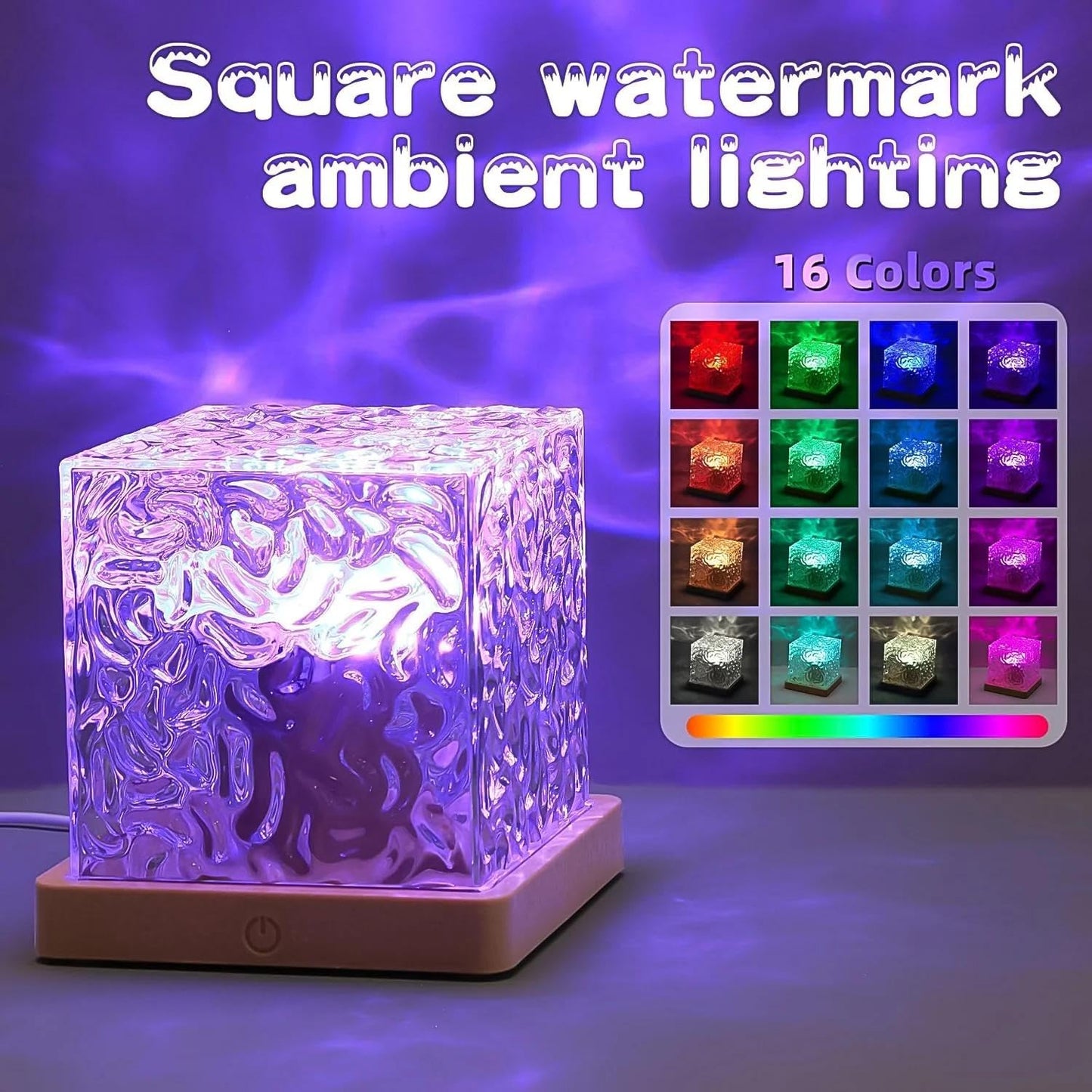 Ripple Cube | 16 colour LED crystal lamp | Ocean Wave Projector Lamp